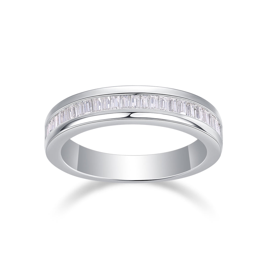 Layered Moissanite Eternity Band Ring in Sterling Silver
