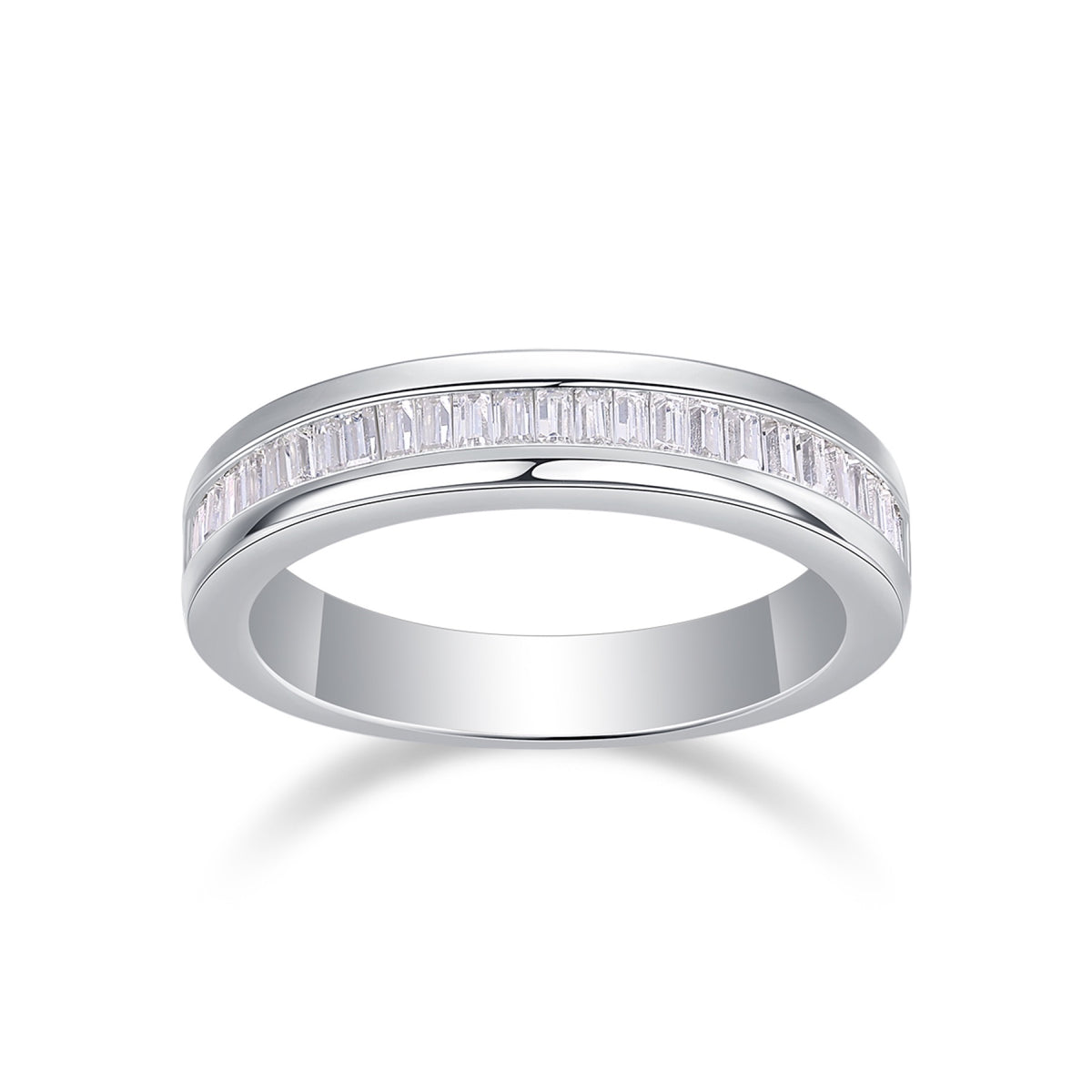 Layered Moissanite Half Eternity Band Ring in Sterling Silver