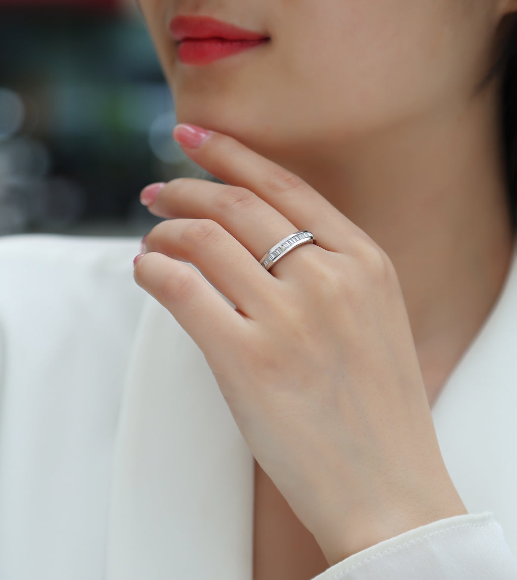 Layered Moissanite Eternity Band Ring in Sterling Silver