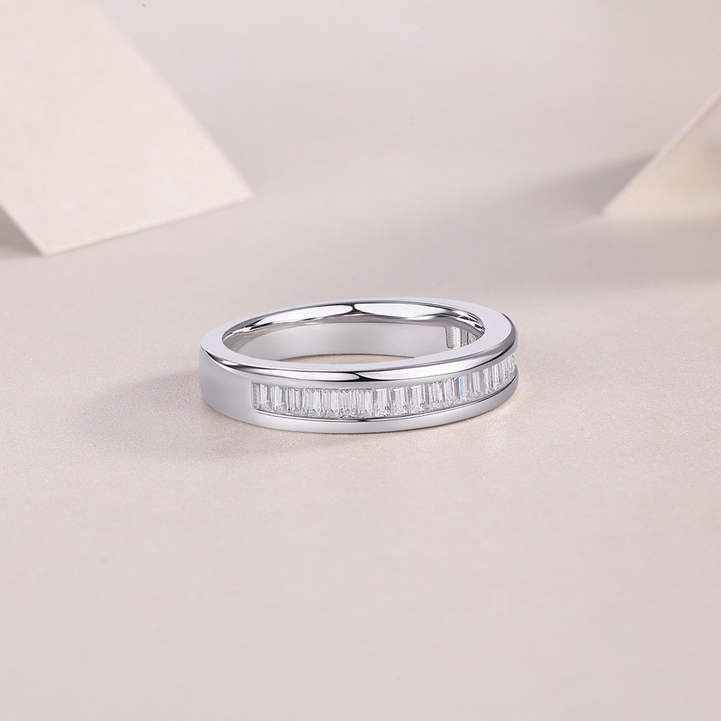 Layered Moissanite Eternity Band Ring in Sterling Silver