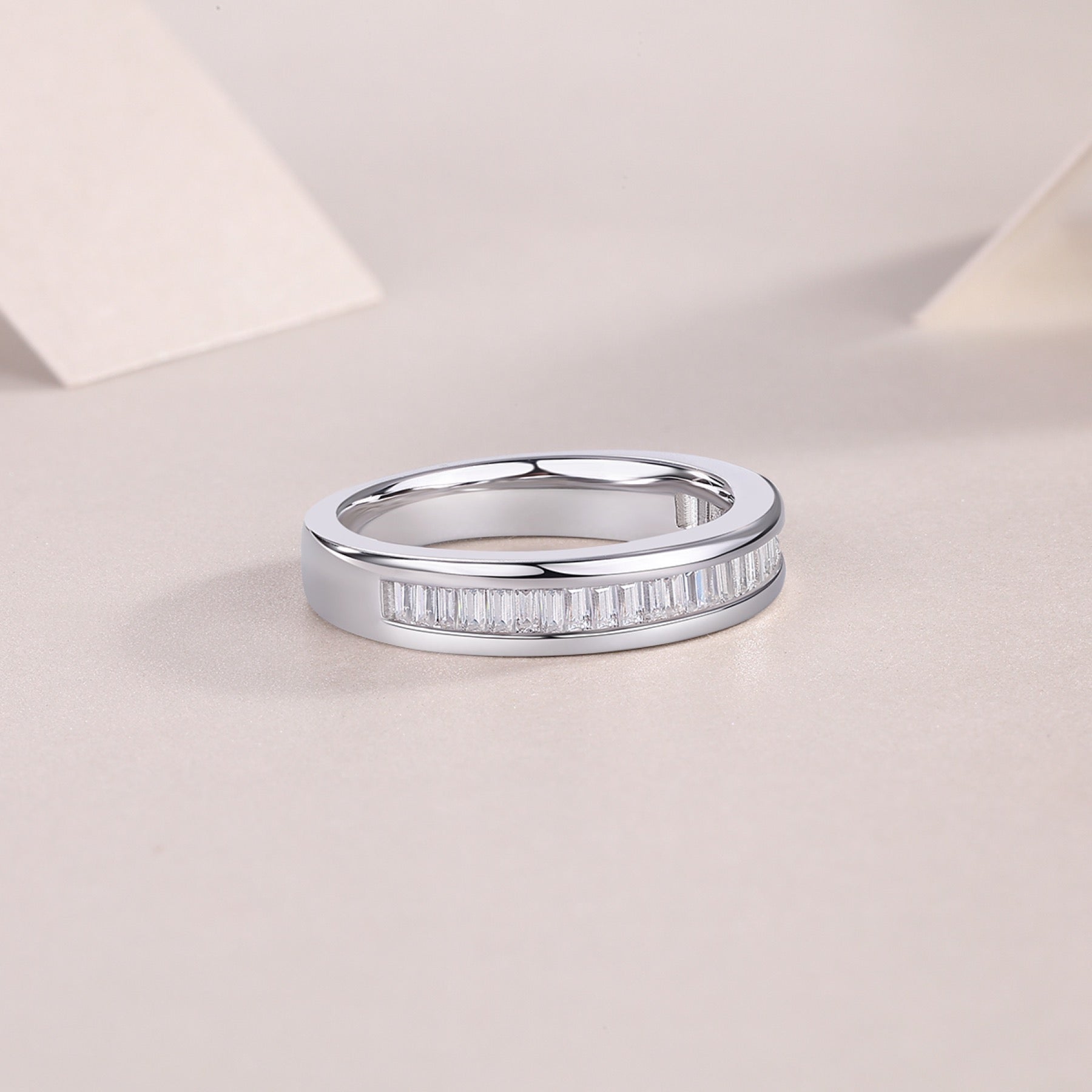 Layered Moissanite Eternity Band Ring in Sterling Silver