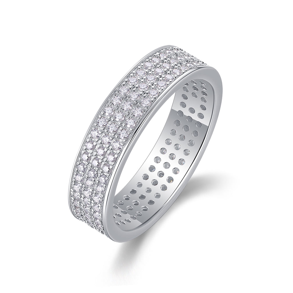 Starshine Moissanite Eternity Band Ring in Sterling Silver