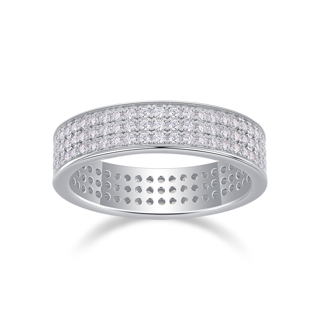 Starshine Moissanite Eternity Band Ring in Sterling Silver