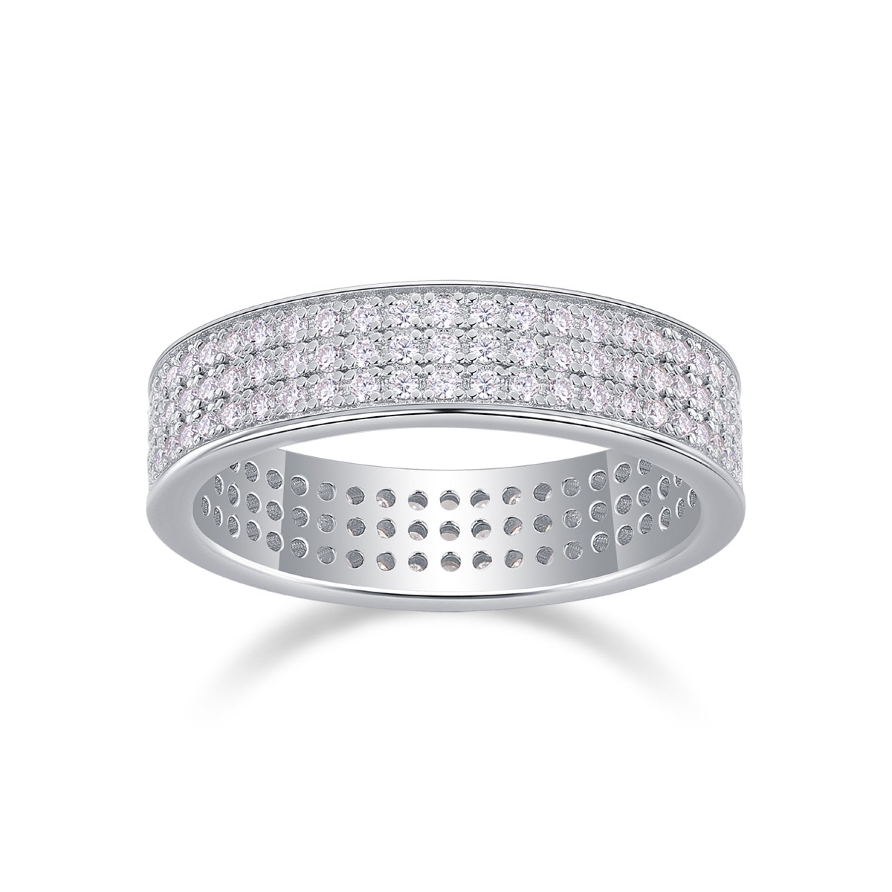 Starshine Moissanite Eternity Band Ring in Sterling Silver