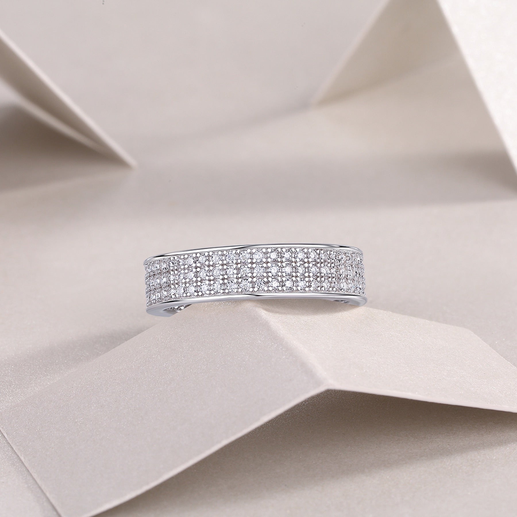 Starshine Moissanite Eternity Band Ring in Sterling Silver