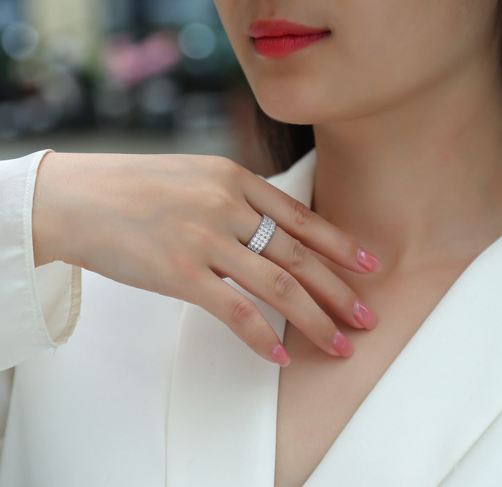 Dreamstar Moissanite Eternity Band Ring in Sterling Silver