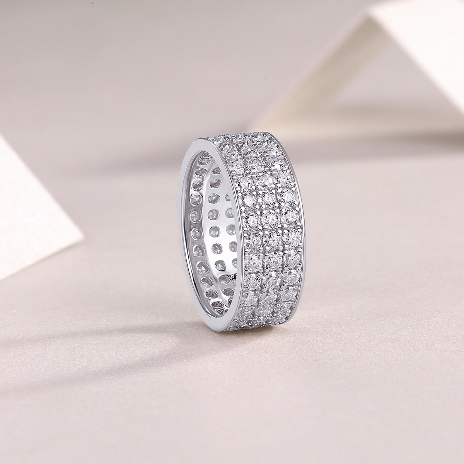 Dreamstar Moissanite Eternity Band Ring in Sterling Silver