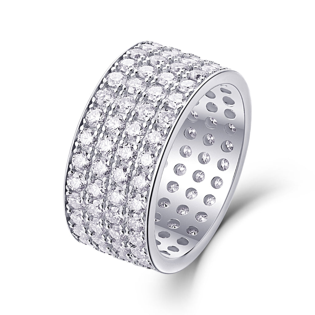 Trilume Moissanite Eternity Band Ring in Sterling Silver