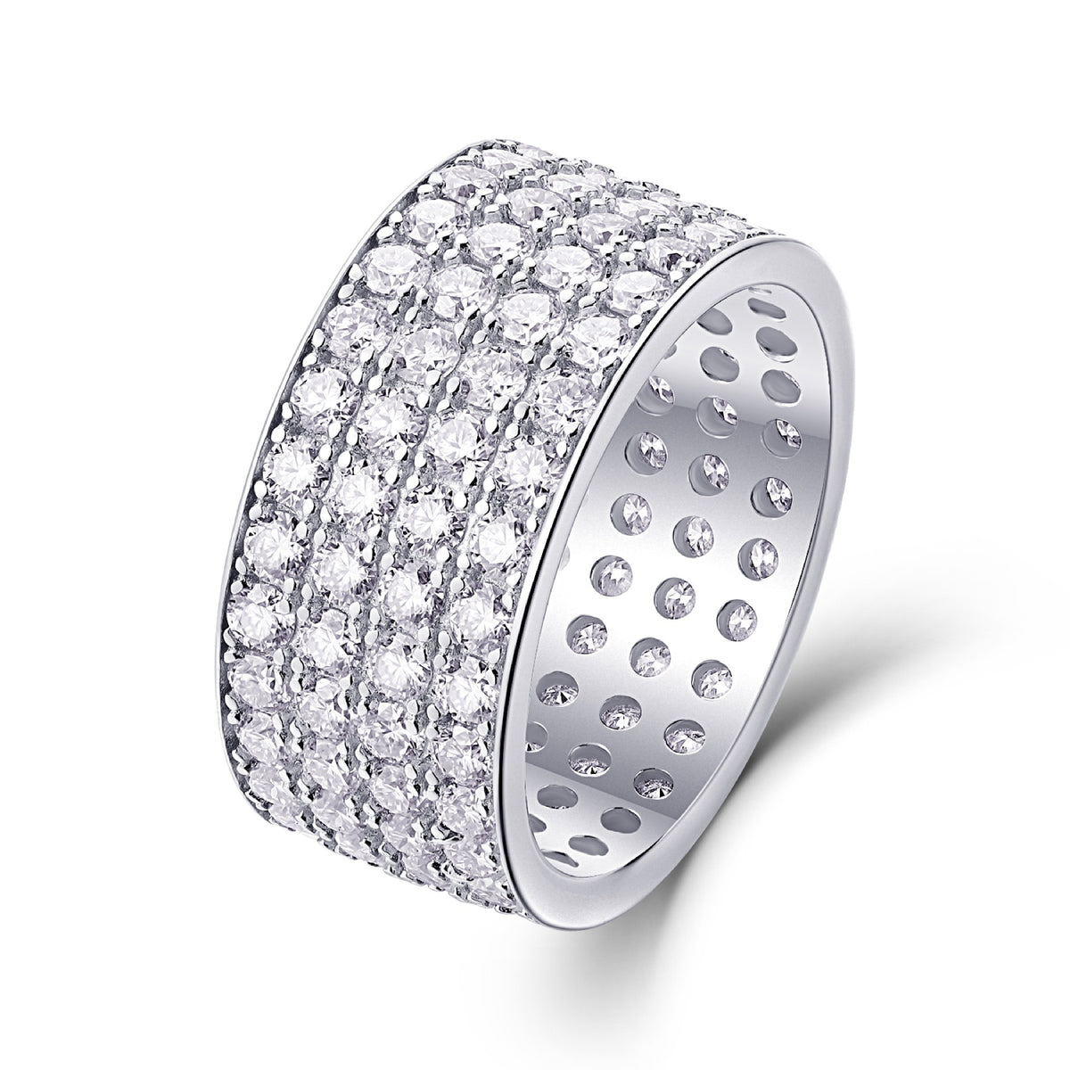 Trilume Moissanite Eternity Band Ring in Sterling Silver