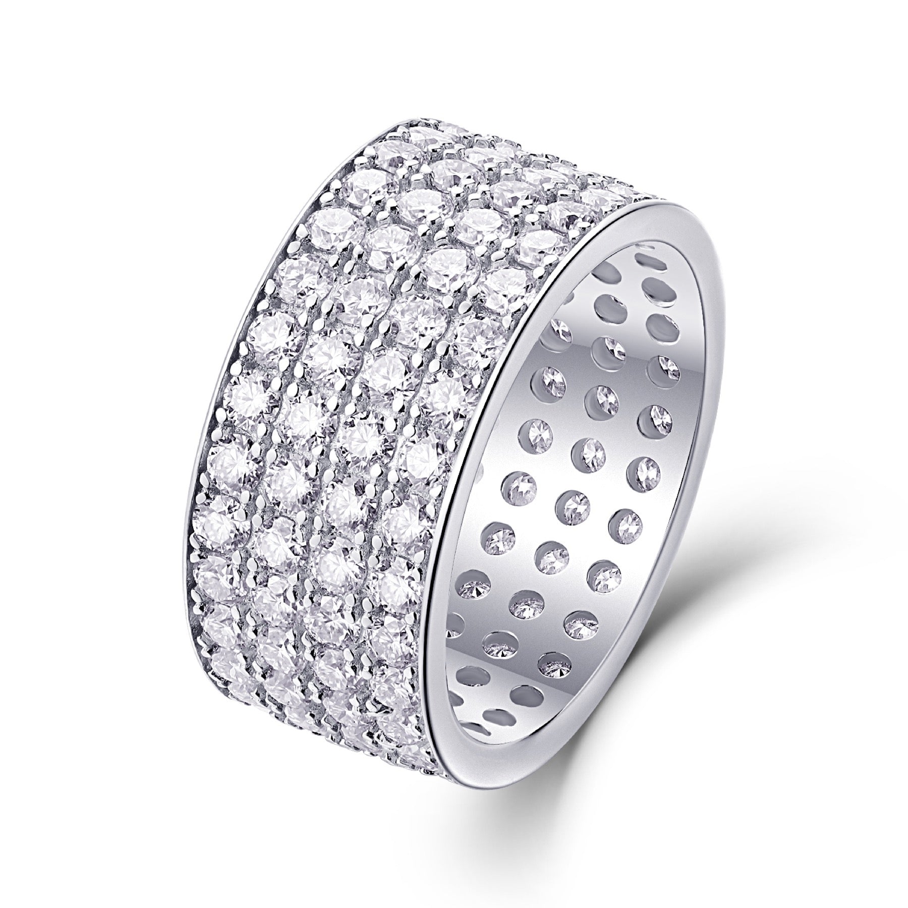 Trilume Moissanite Eternity Band Ring in Sterling Silver
