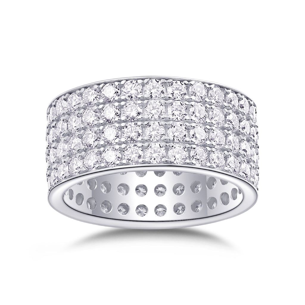 Trilume Moissanite Eternity Band Ring in Sterling Silver
