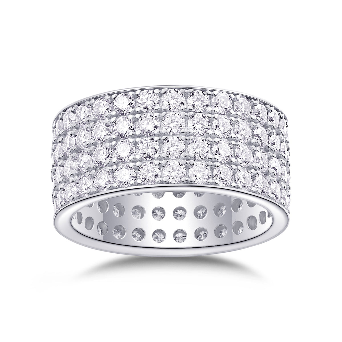 Trilume Moissanite Eternity Band Ring in Sterling Silver