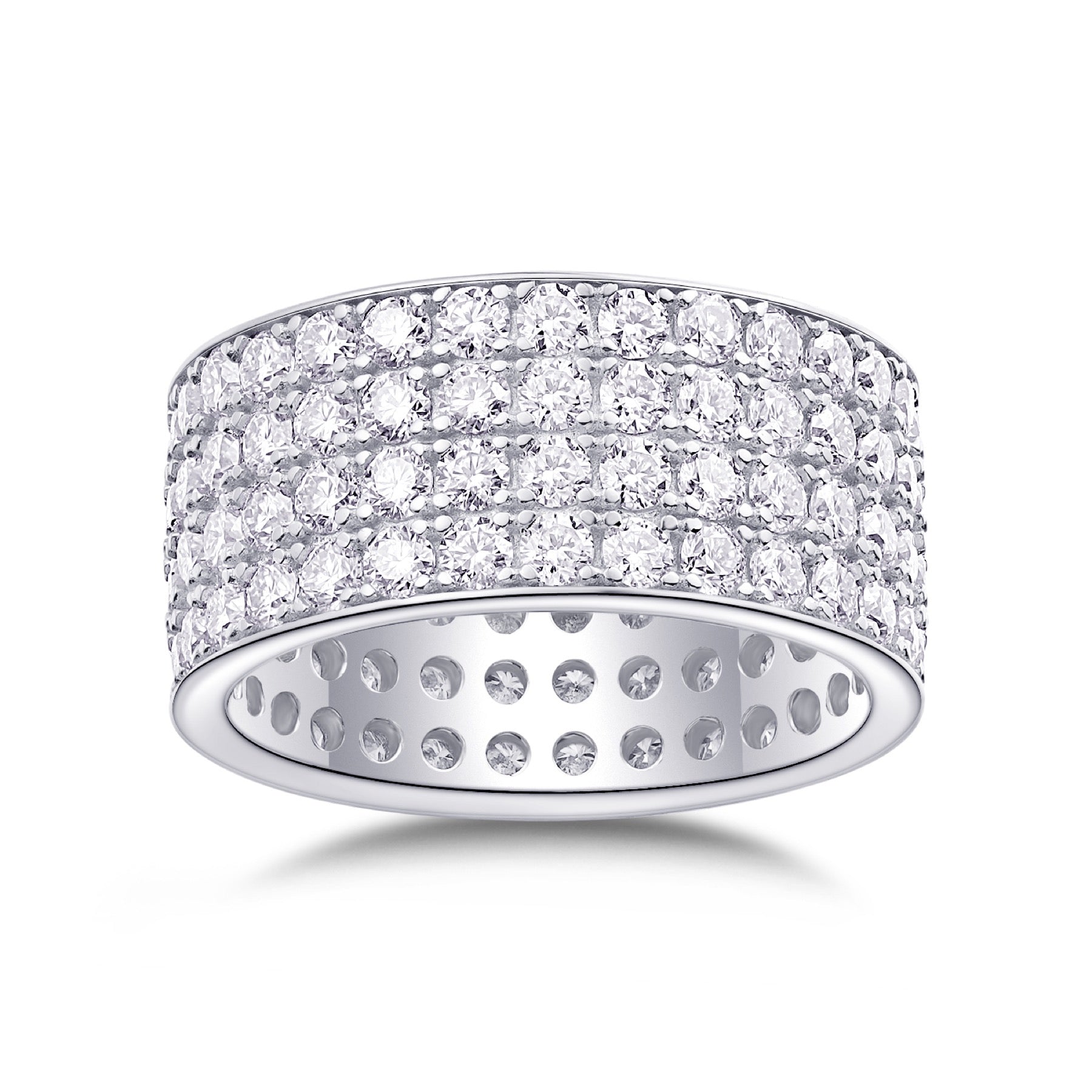 Trilume Moissanite Eternity Band Ring in Sterling Silver