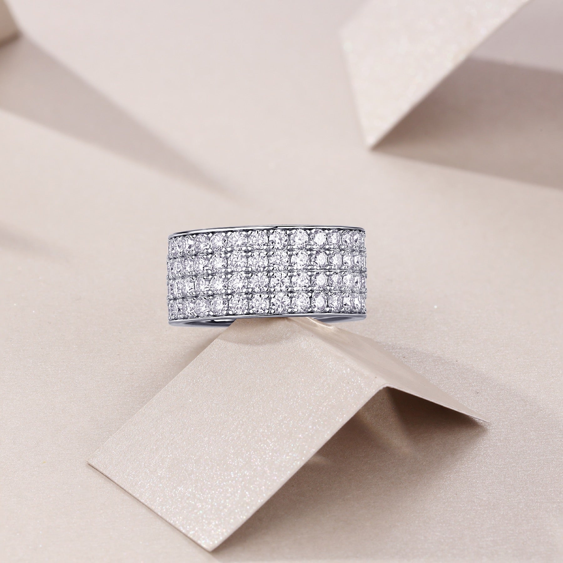 Trilume Moissanite Eternity Band Ring in Sterling Silver