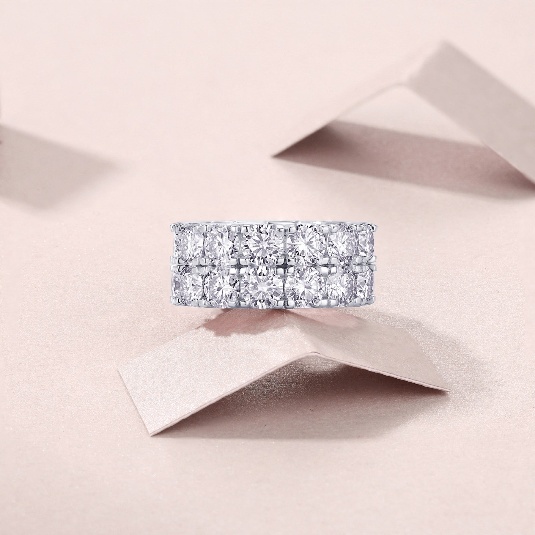 Vogue Moissanite Eternity Band Ring in Sterling Silver