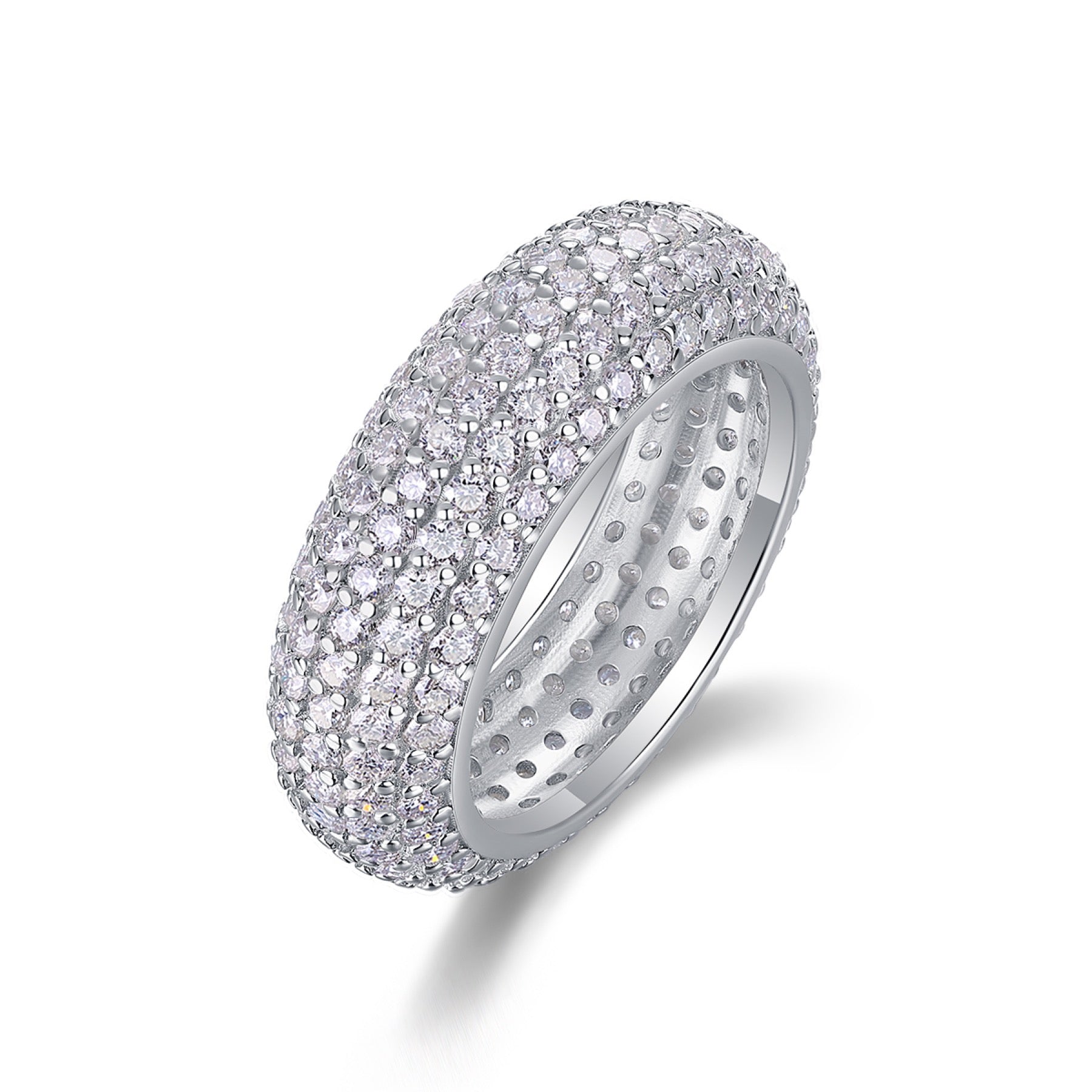 Halo Band Moissanite Eternity Band Ring in Sterling Silver