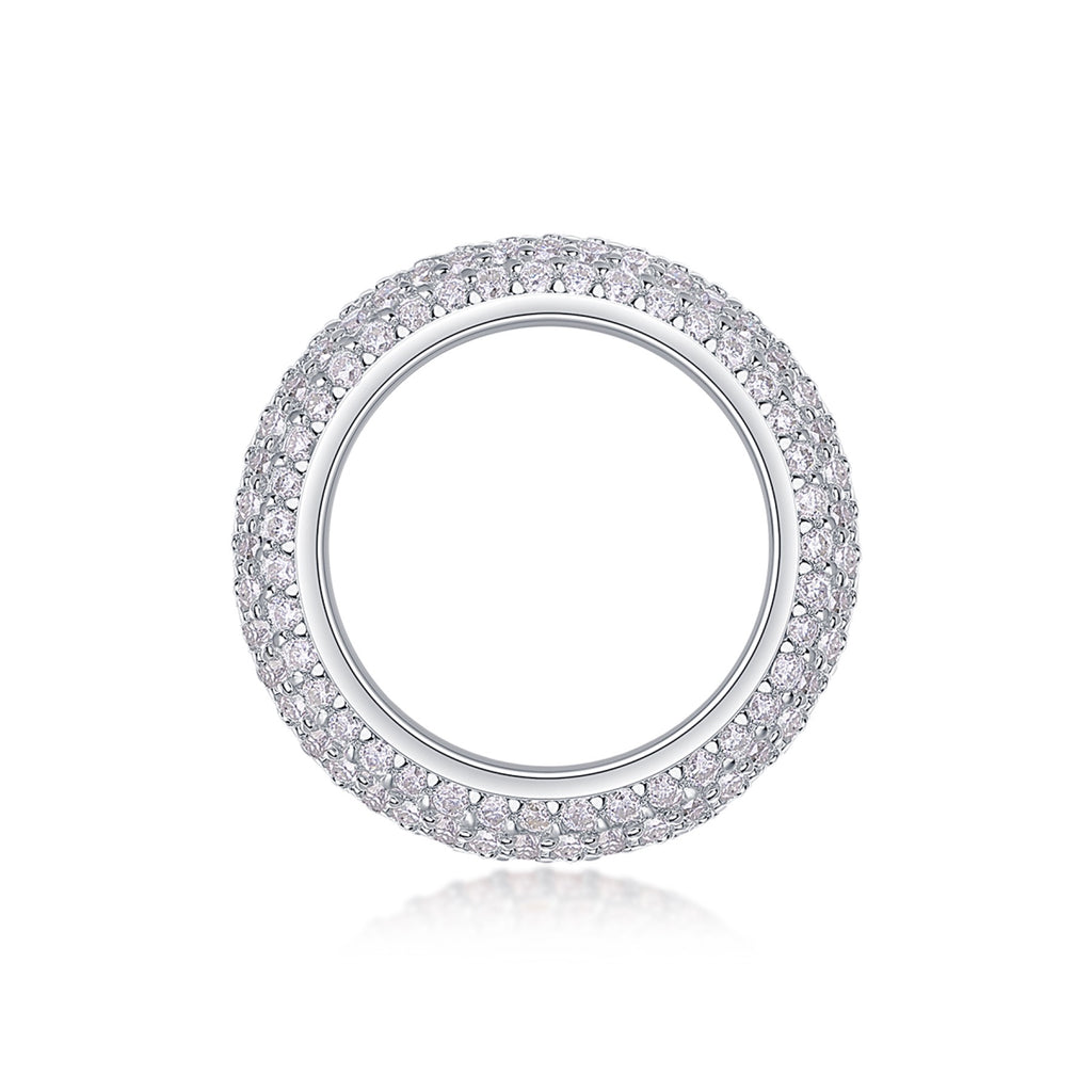 Halo Band Moissanite Eternity Band Ring in Sterling Silver