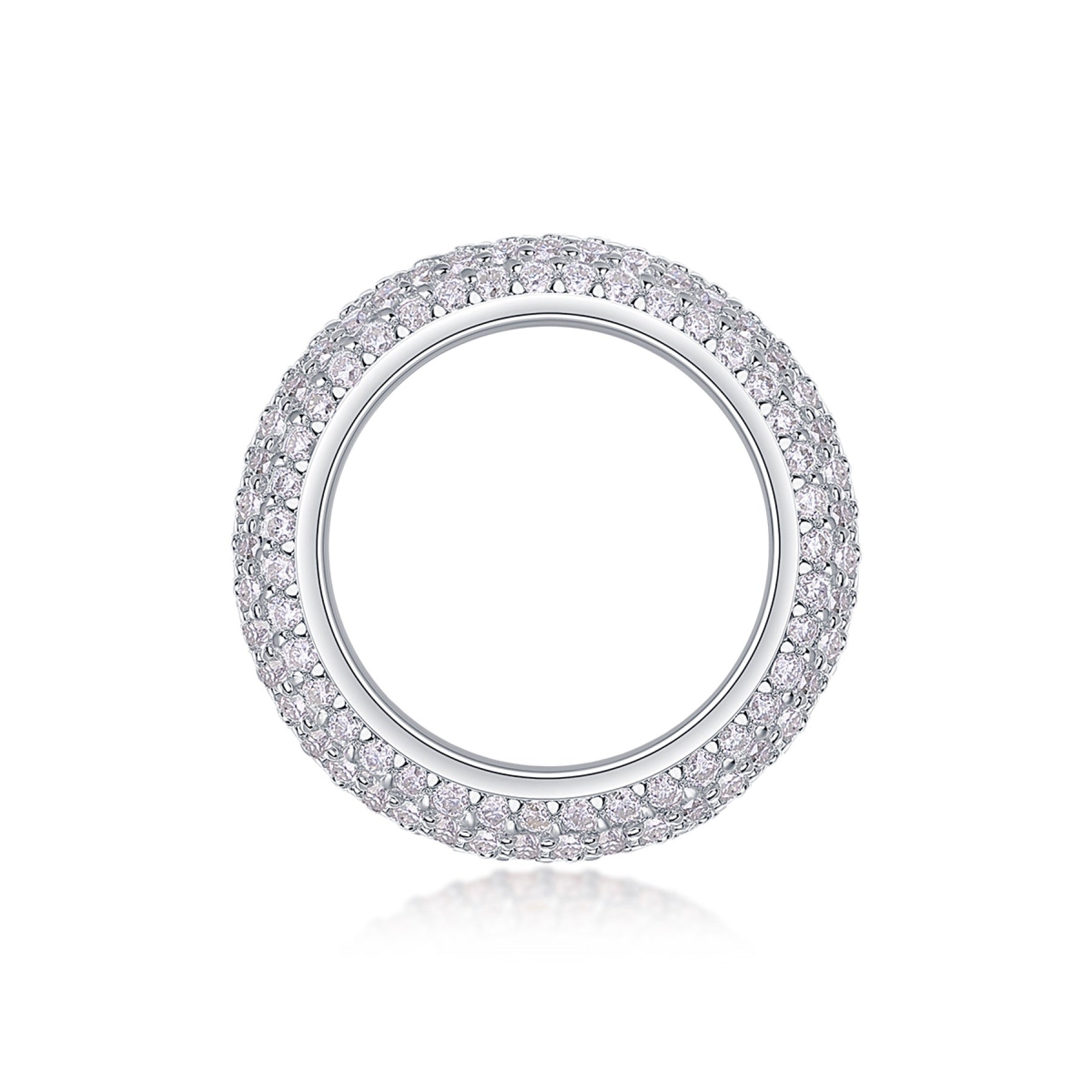 Halo Band Moissanite Eternity Band Ring in Sterling Silver