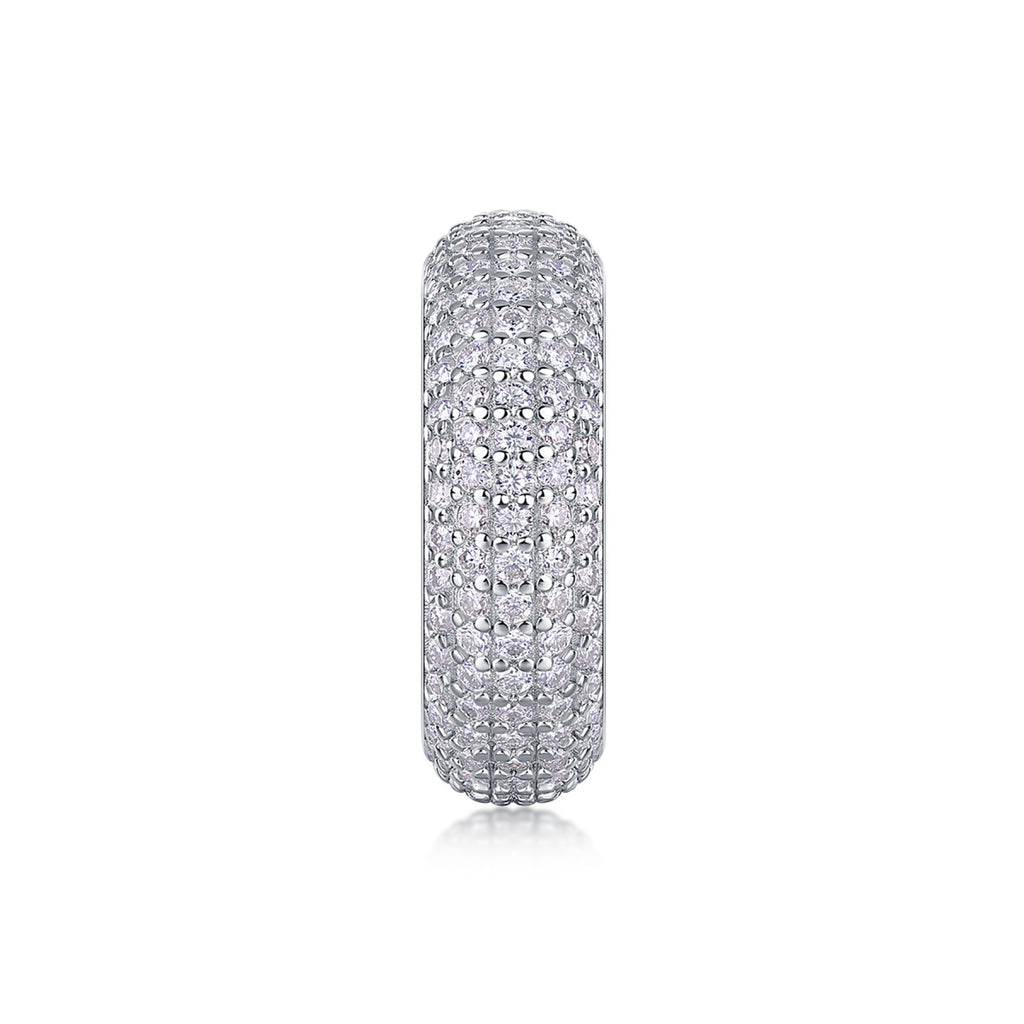 Halo Band Moissanite Eternity Band Ring in Sterling Silver