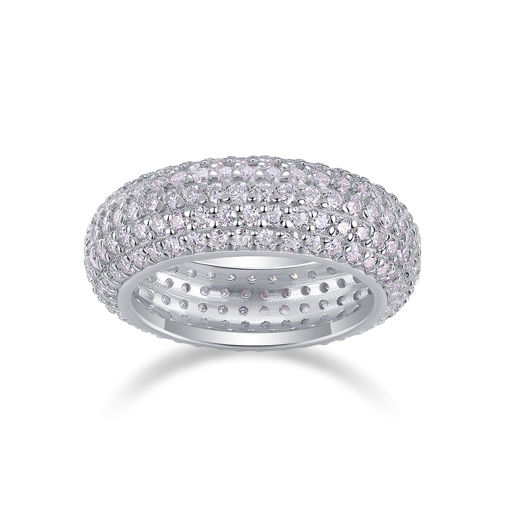 Halo Band Moissanite Eternity Band Ring in Sterling Silver