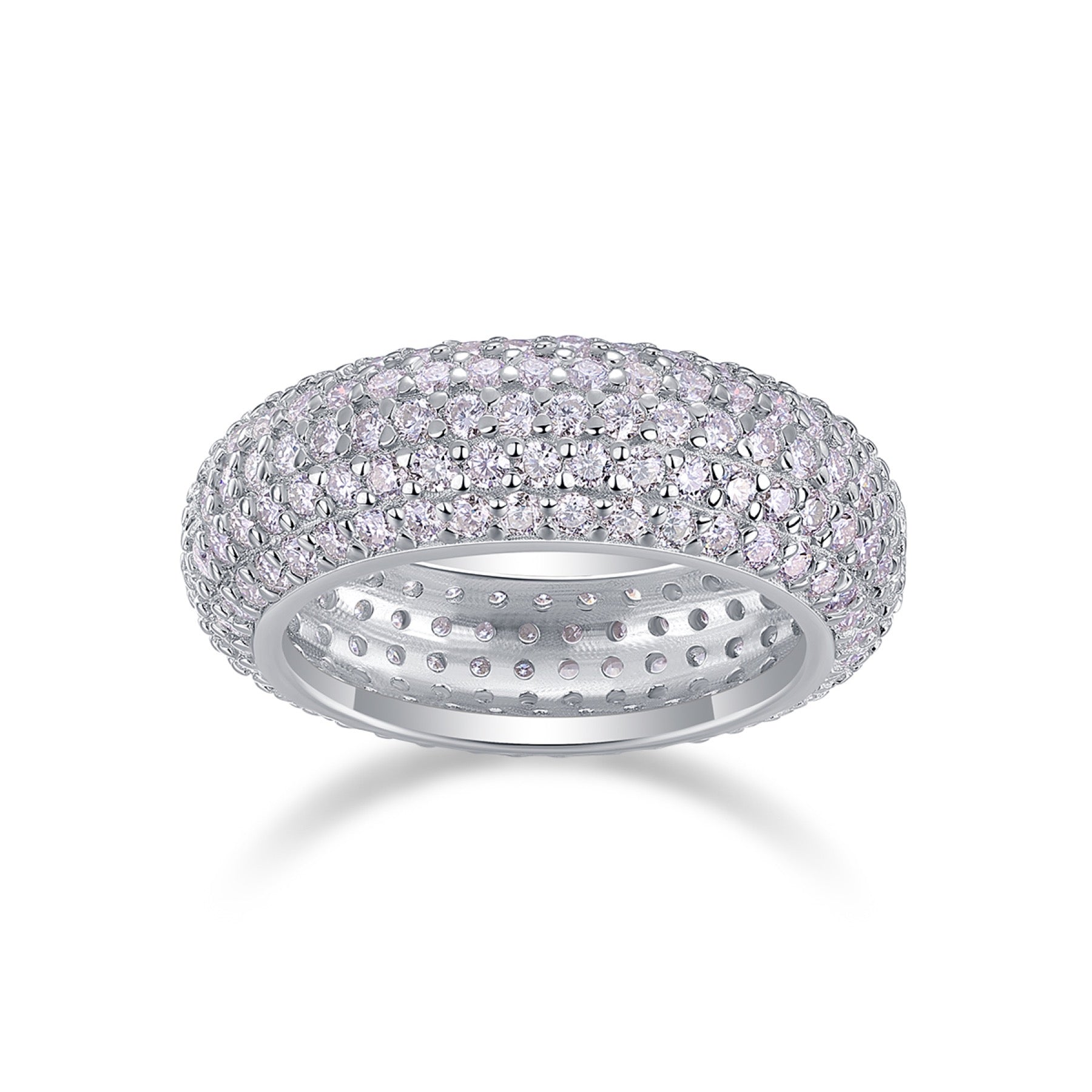 Halo Band Moissanite Eternity Band Ring in Sterling Silver