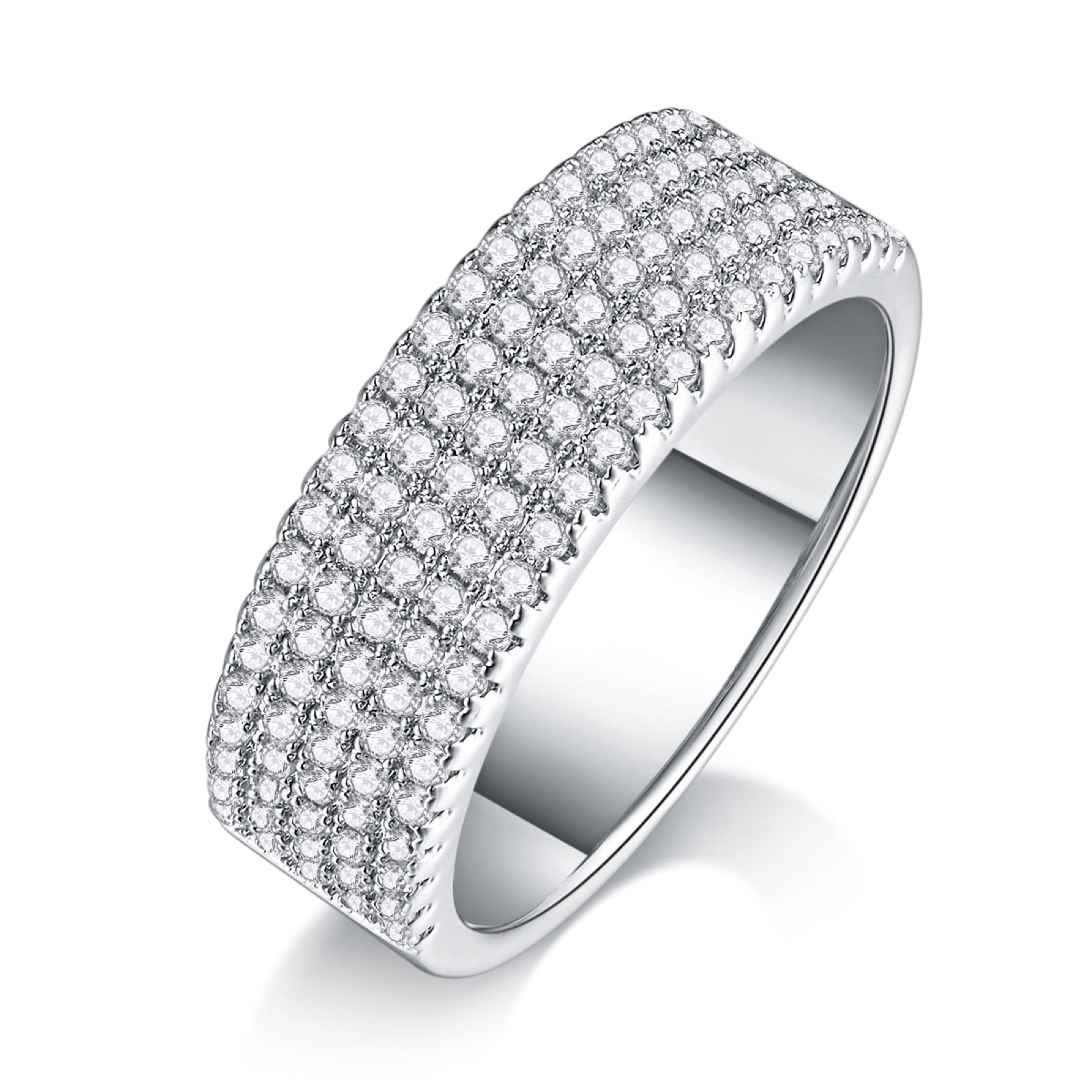 Moonfloat Moissanite Eternity Band Ring in Sterling Silver