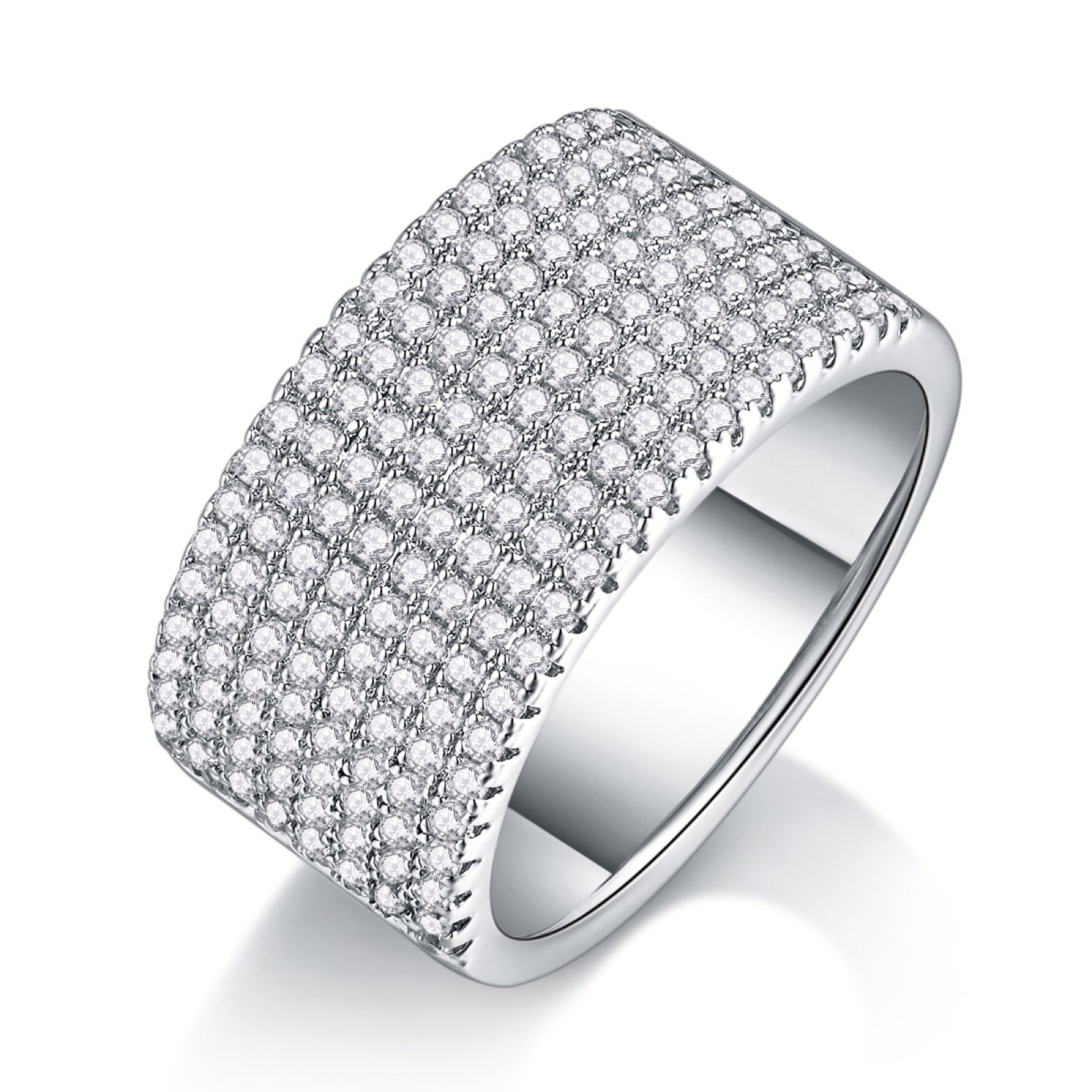 Enigma Moissanite Eternity Band Ring in Sterling Silver