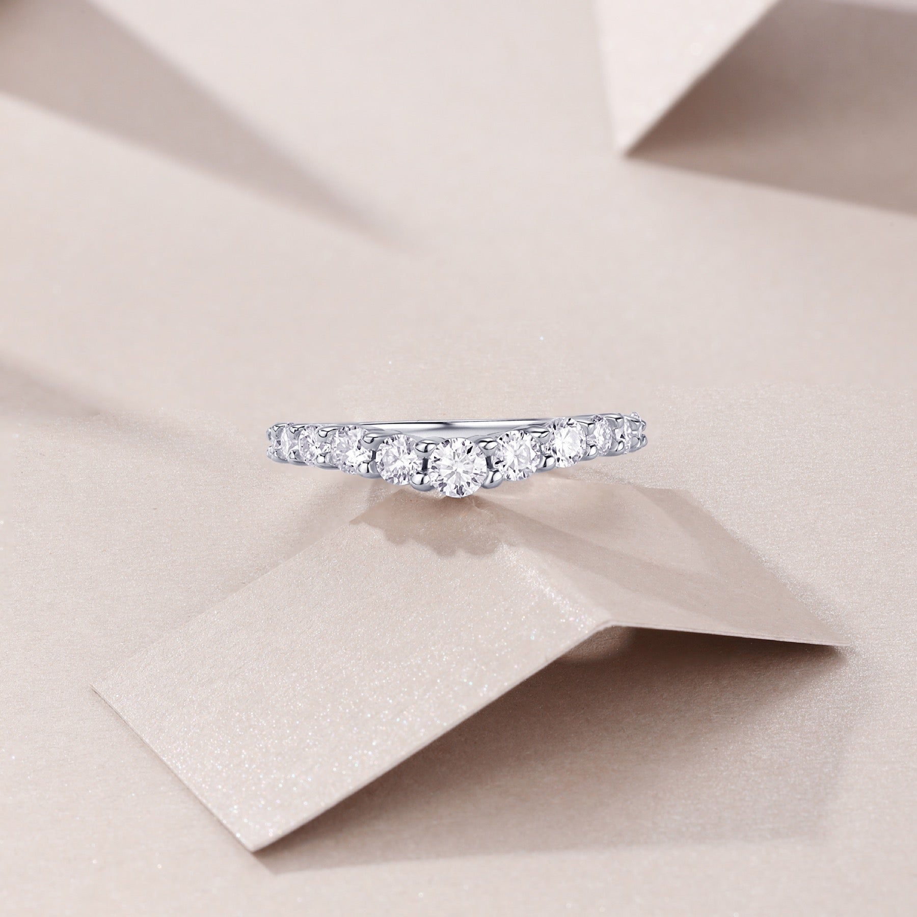 Quintessa Moissanite Five-Stone Ring in Sterling Silver