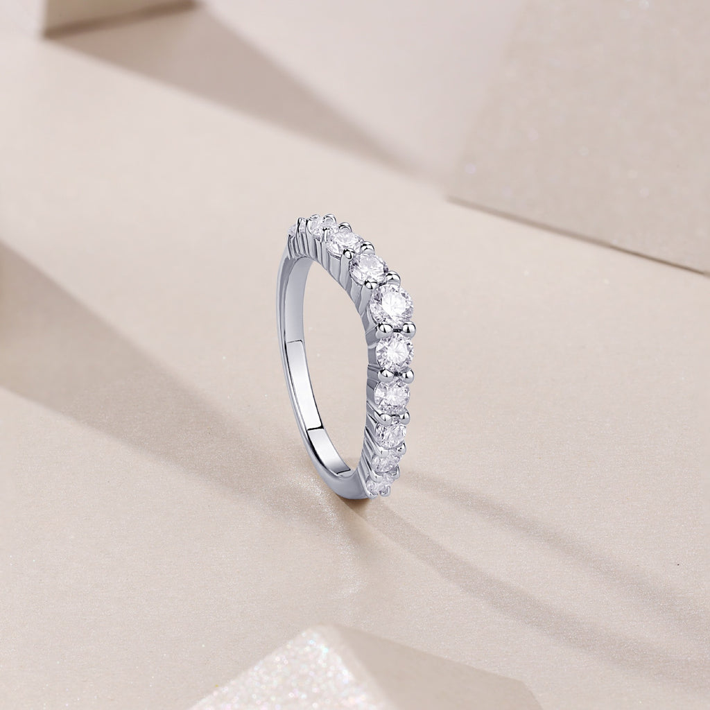 Quintessa Moissanite Five-Stone Ring in Sterling Silver