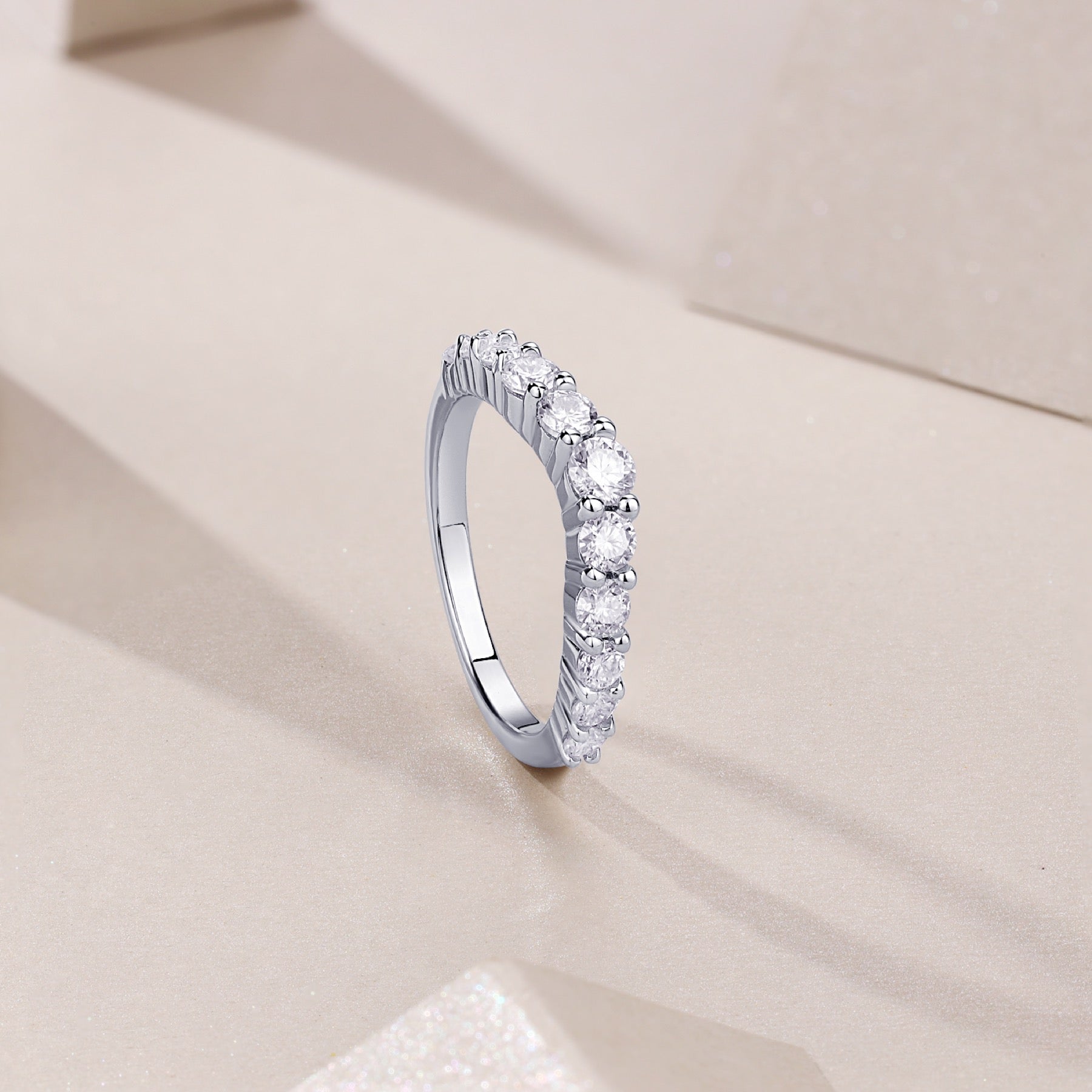 Quintessa Moissanite Five-Stone Ring in Sterling Silver