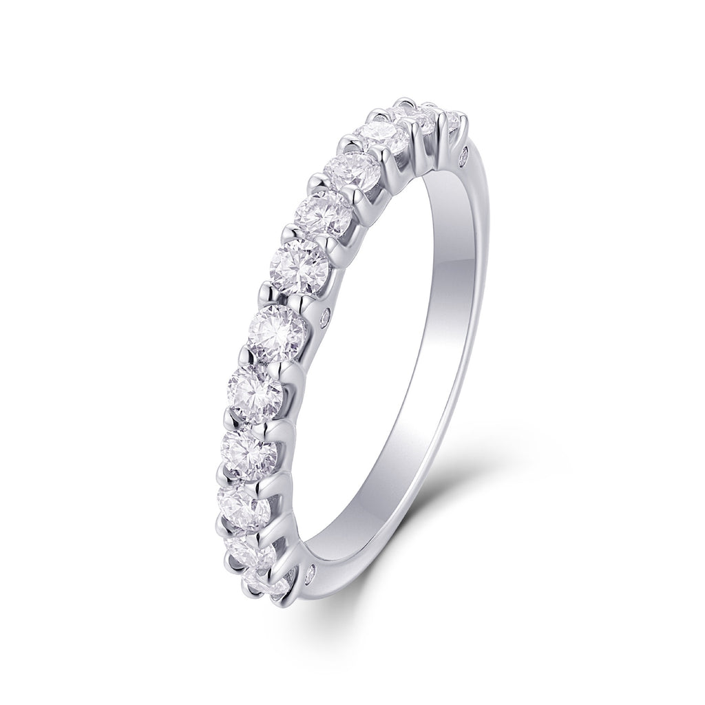 Ray Moissanite Eternity Band Ring in Sterling Silver