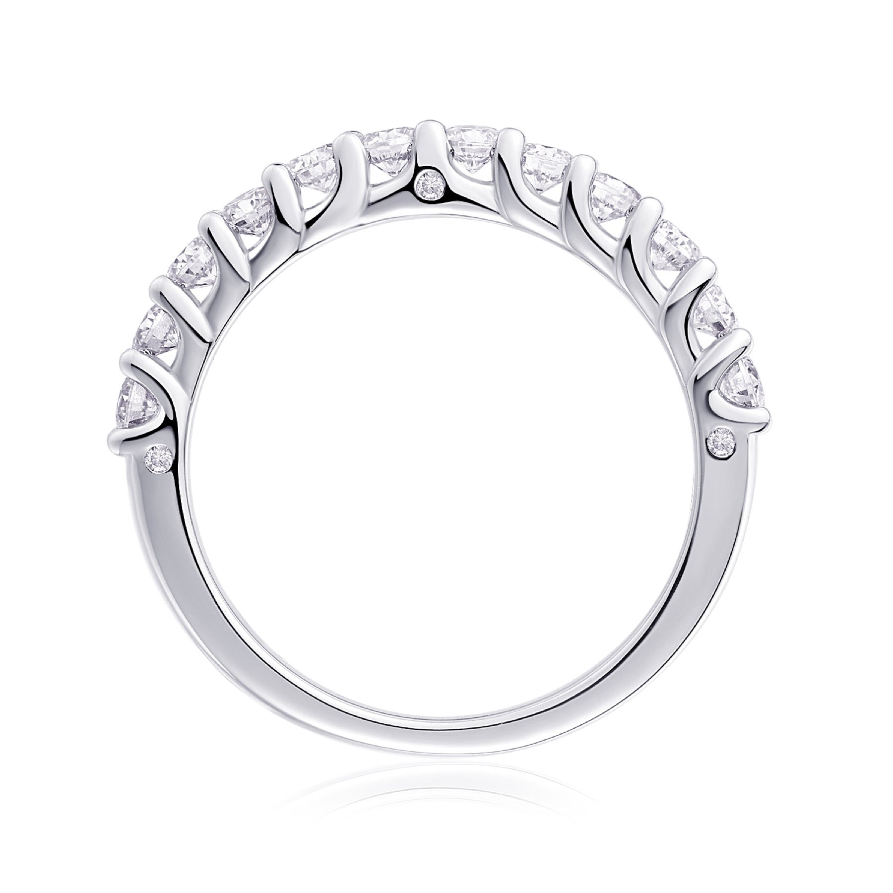 Ray Moissanite Eternity Band Ring in Sterling Silver