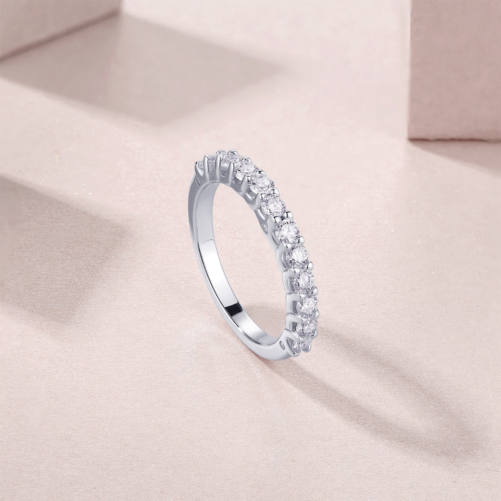 Ray Moissanite Eternity Band Ring in Sterling Silver