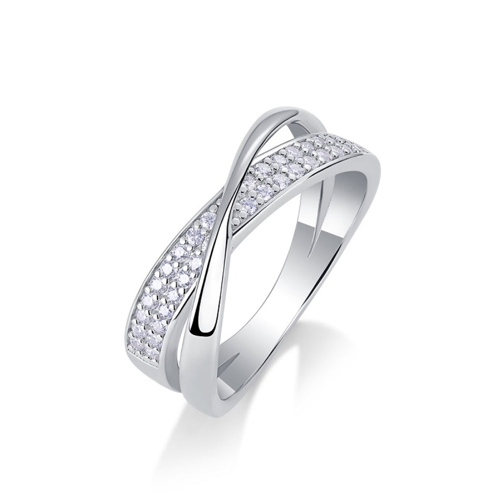 Weave Moissanite Band Ring in Sterling Silver