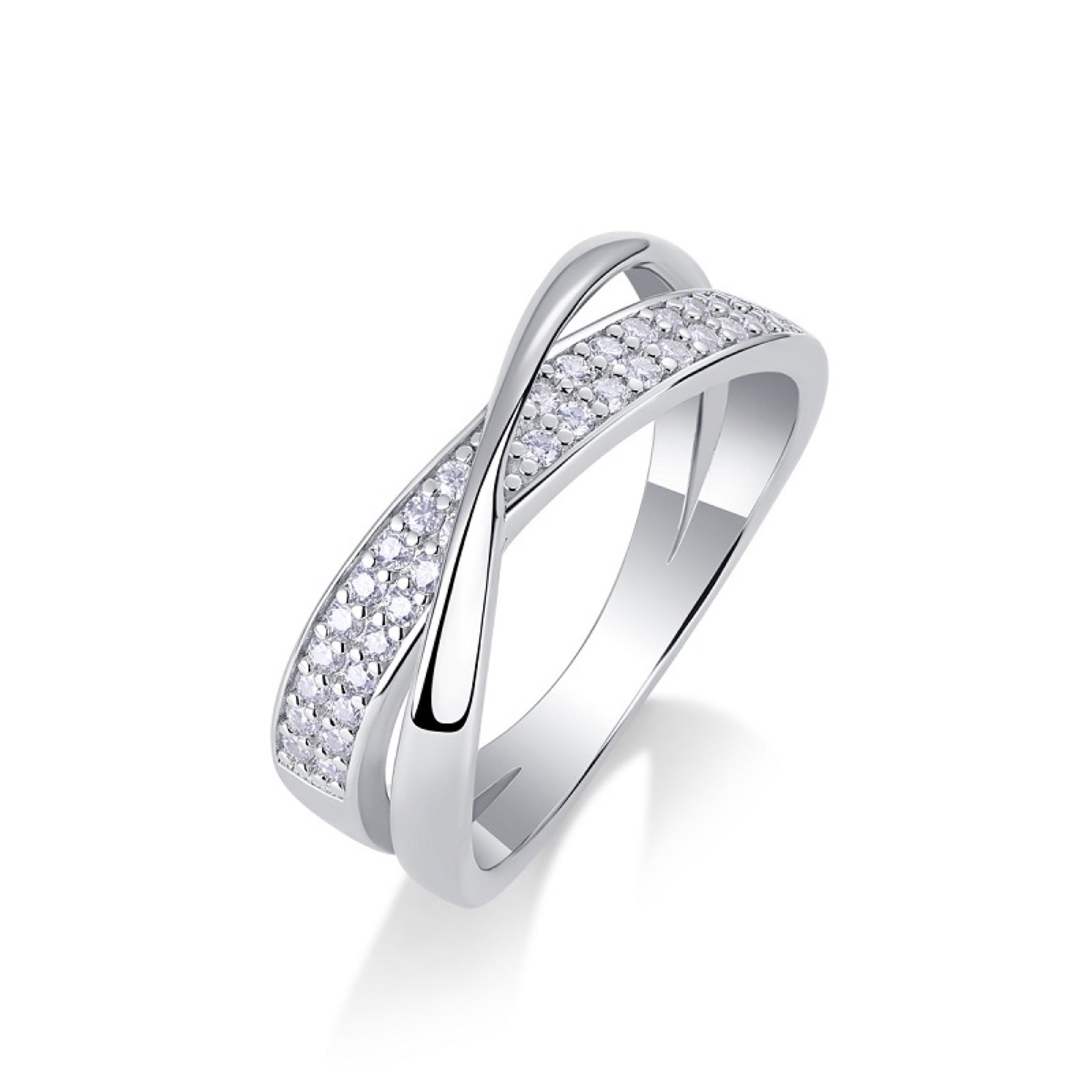 Weave Moissanite Band Ring in Sterling Silver