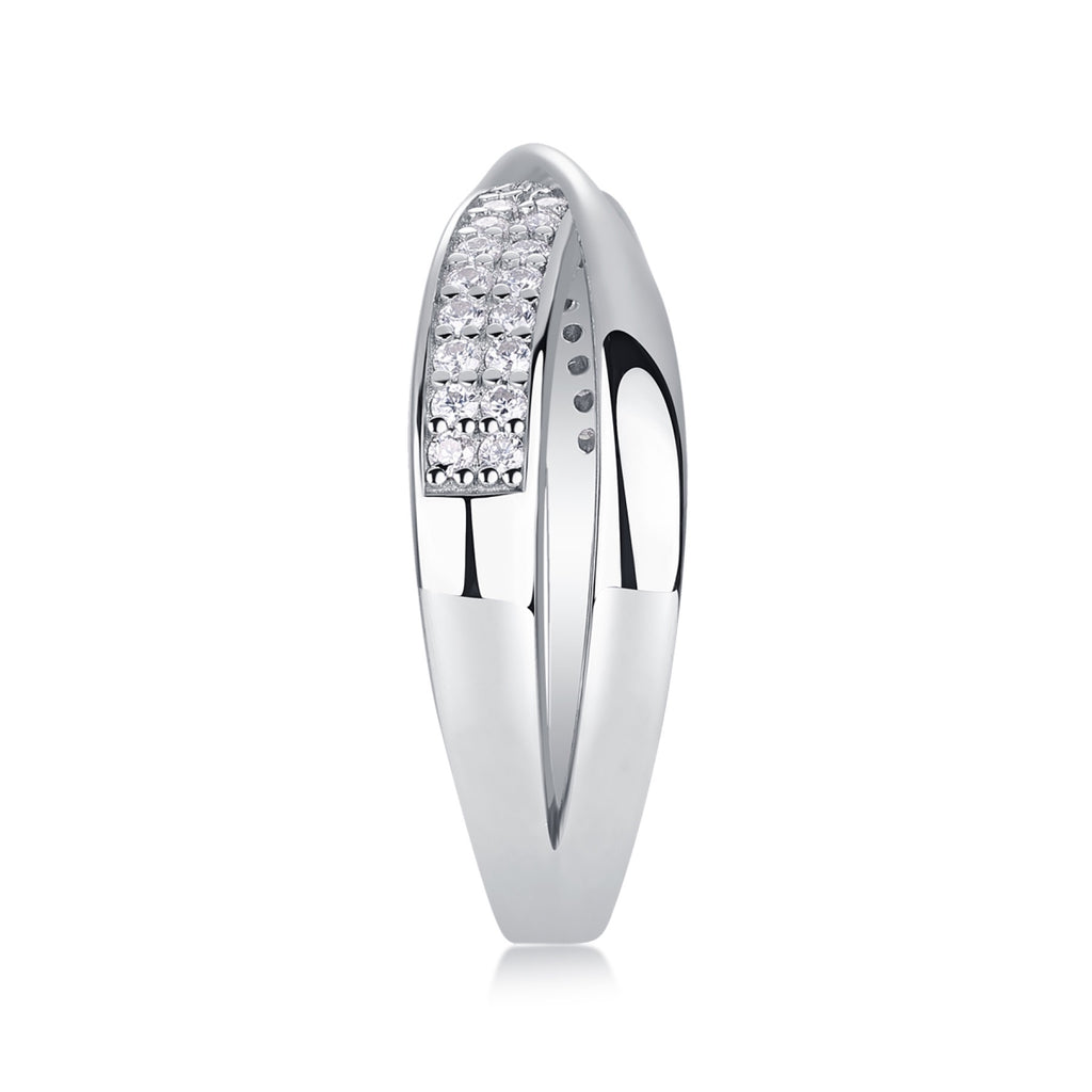 Weave Moissanite Band Ring in Sterling Silver