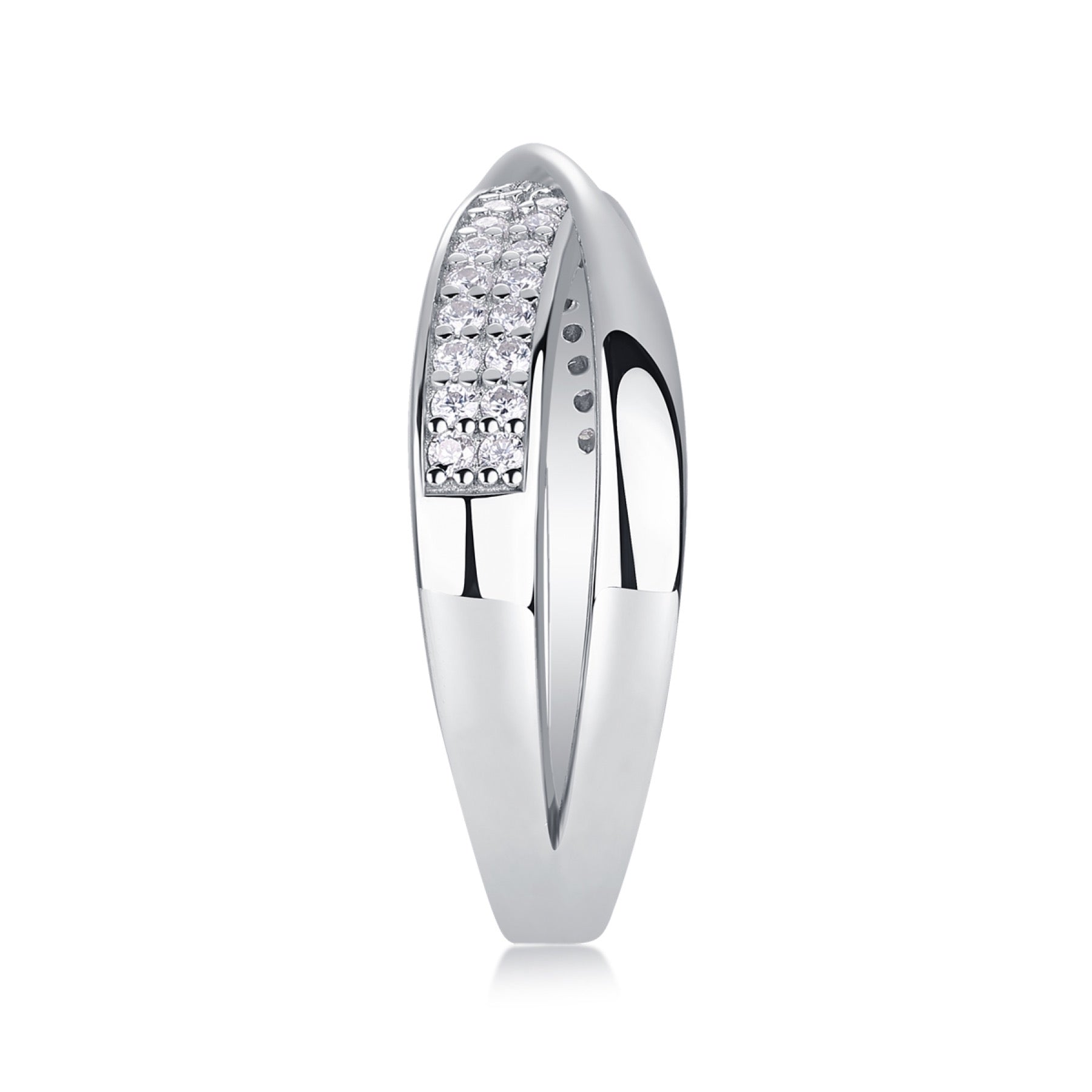 Weave Moissanite Band Ring in Sterling Silver