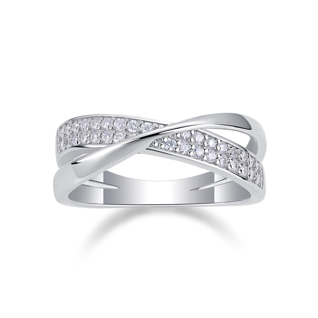 Weave Moissanite Band Ring in Sterling Silver