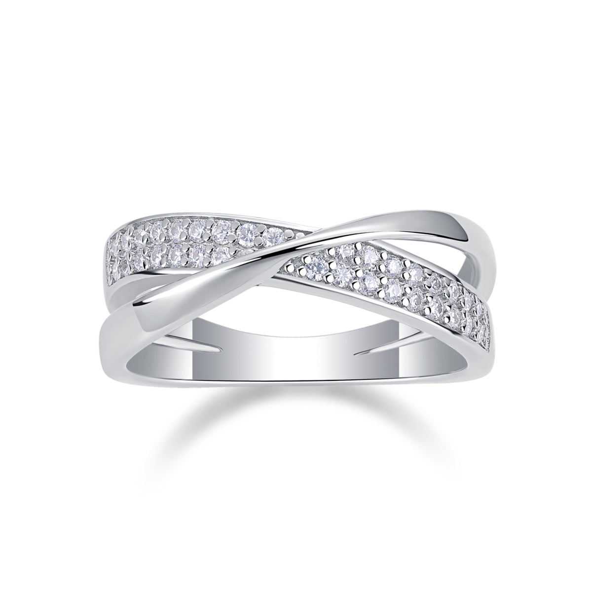 Weave Moissanite Band Ring in Sterling Silver