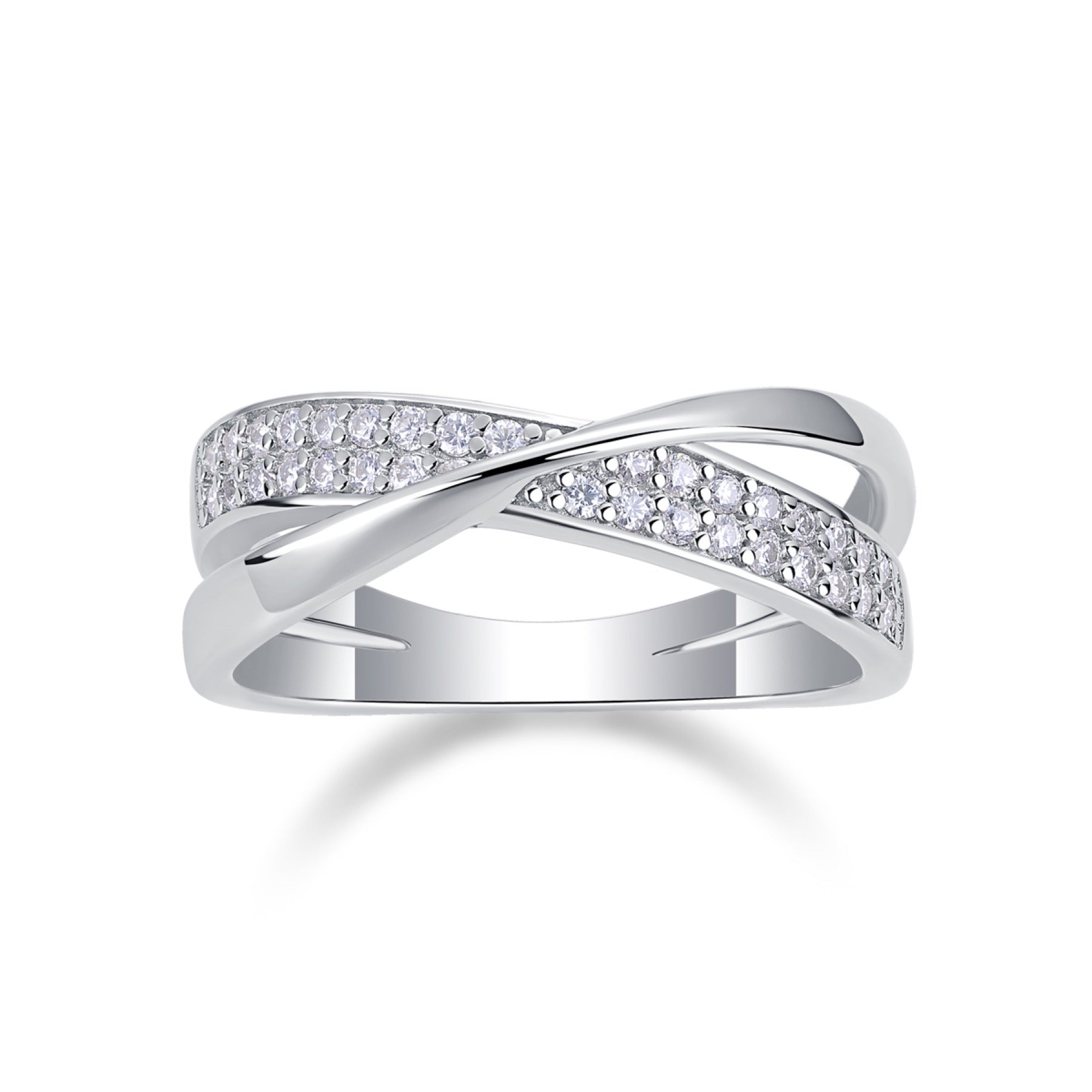 Weave Moissanite Band Ring in Sterling Silver