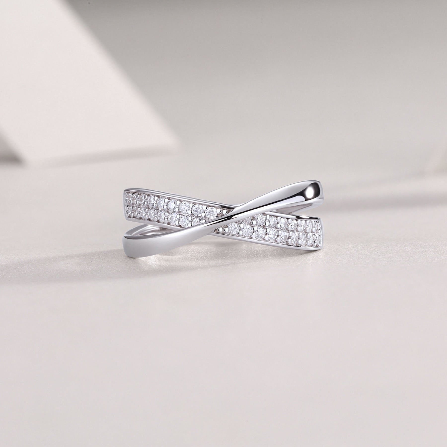 Weave Moissanite Band Ring in Sterling Silver