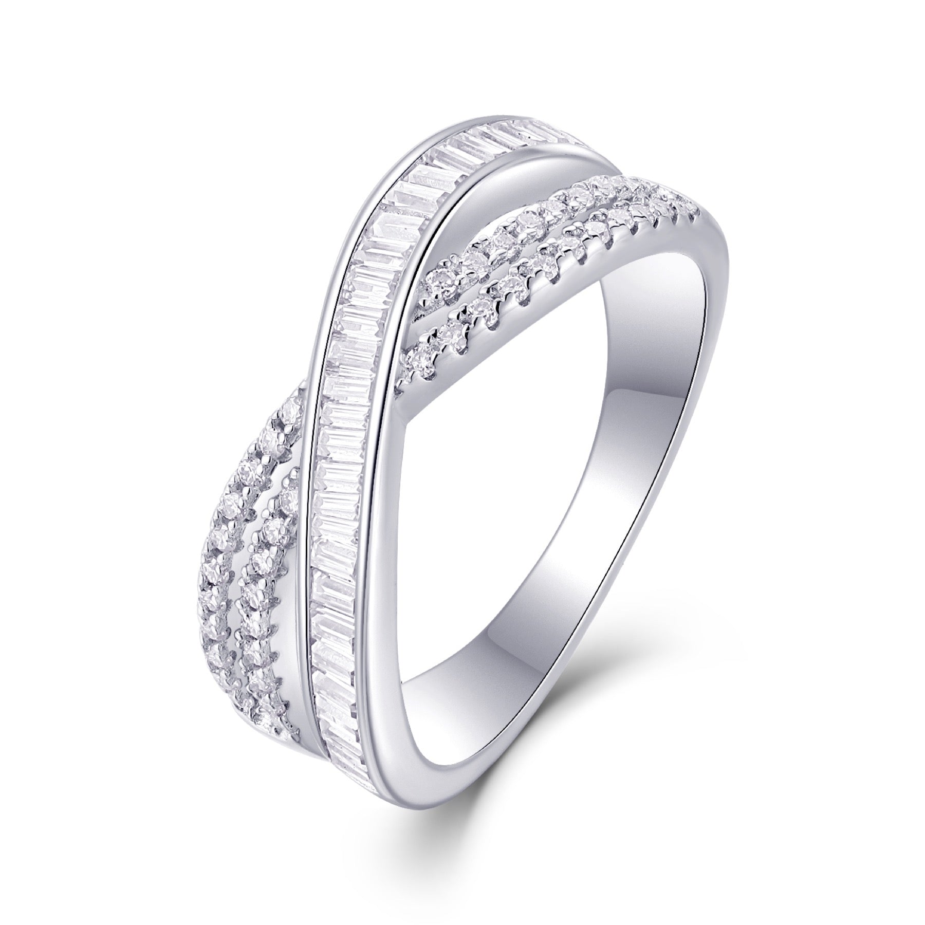 Confluence Moissanite Band Ring in Sterling Silver