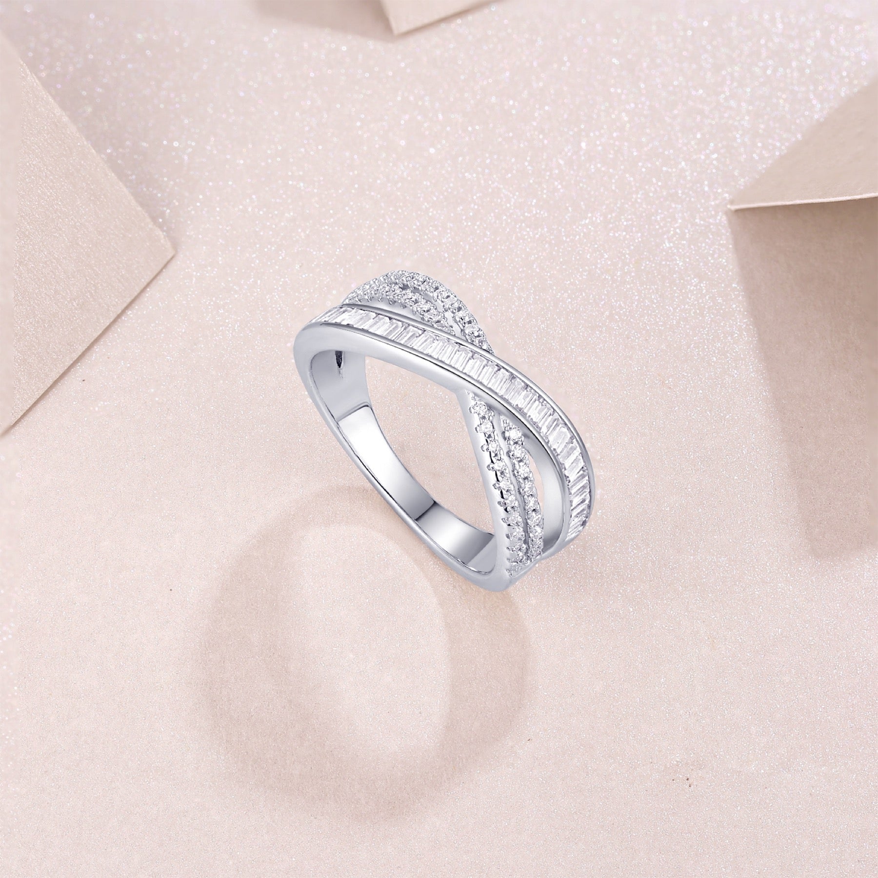 Confluence Moissanite Band Ring in Sterling Silver