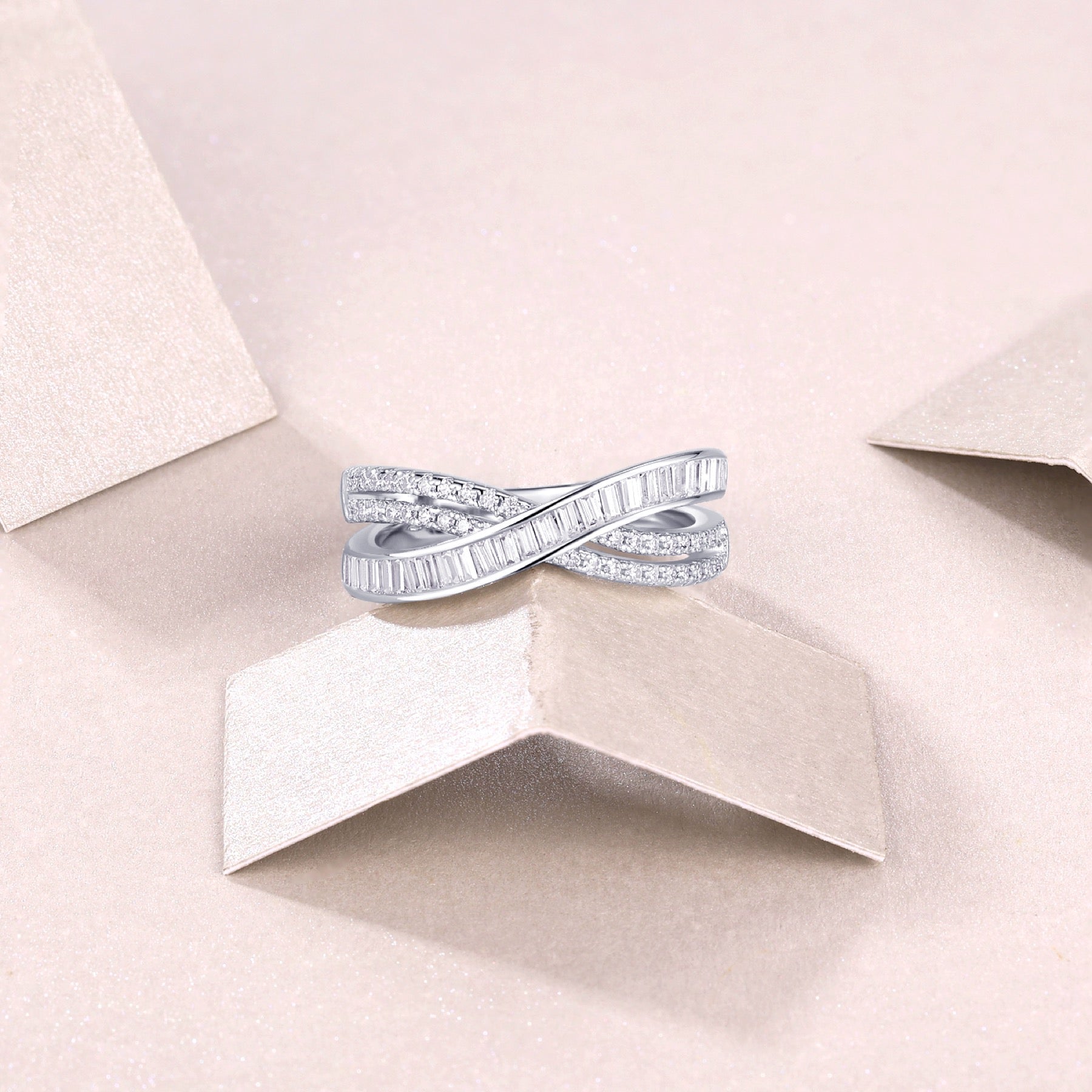 Confluence Moissanite Band Ring in Sterling Silver