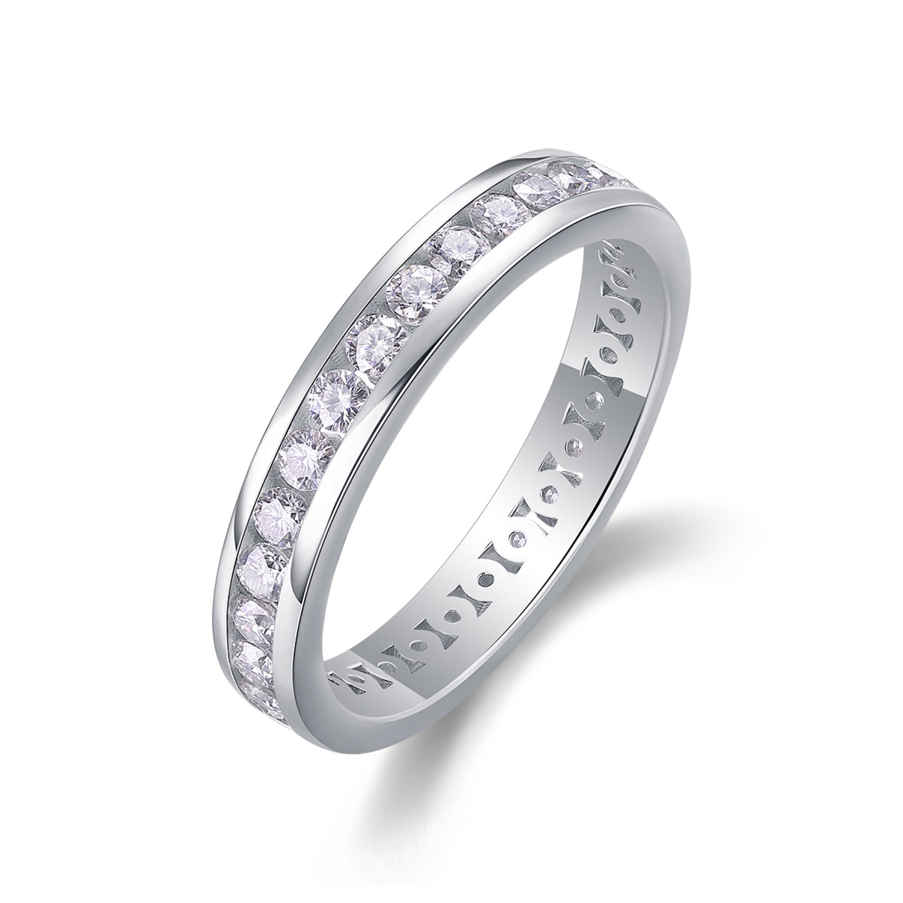 Circuit Moissanite Eternity Band Ring in Sterling Silver