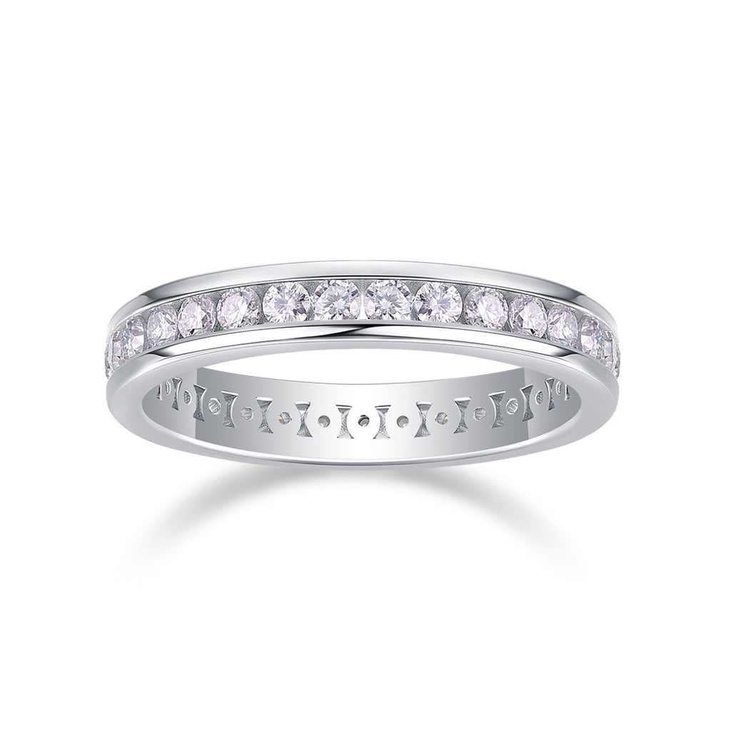 Circuit Moissanite Eternity Band Ring in Sterling Silver