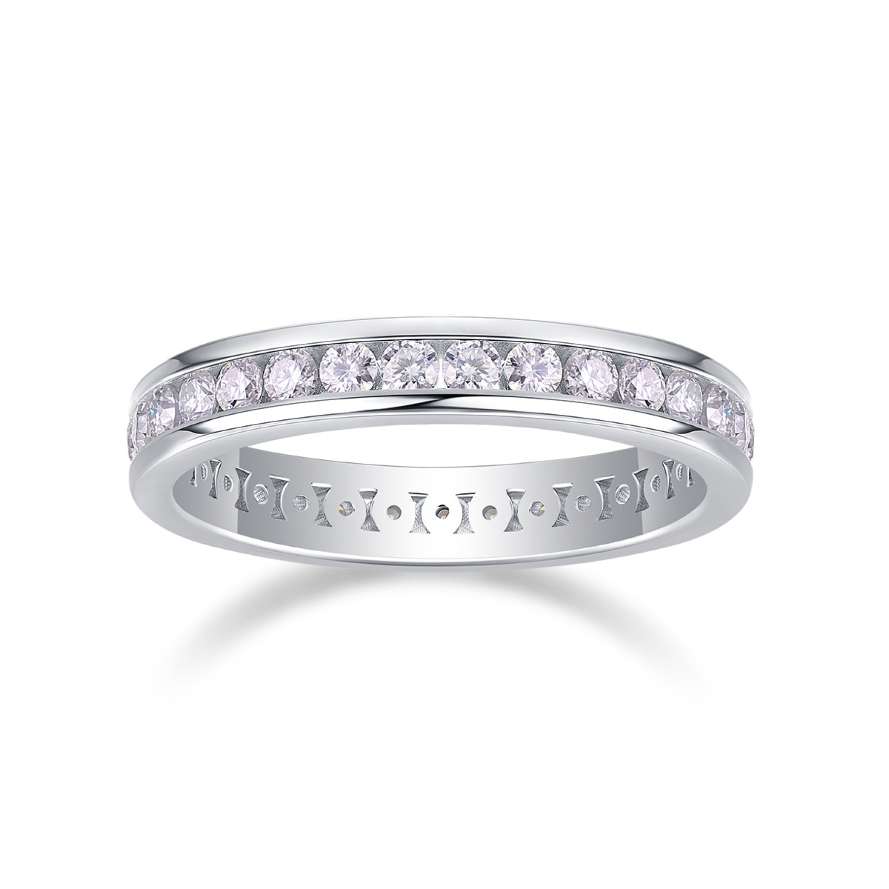 Circuit Moissanite Eternity Band Ring in Sterling Silver