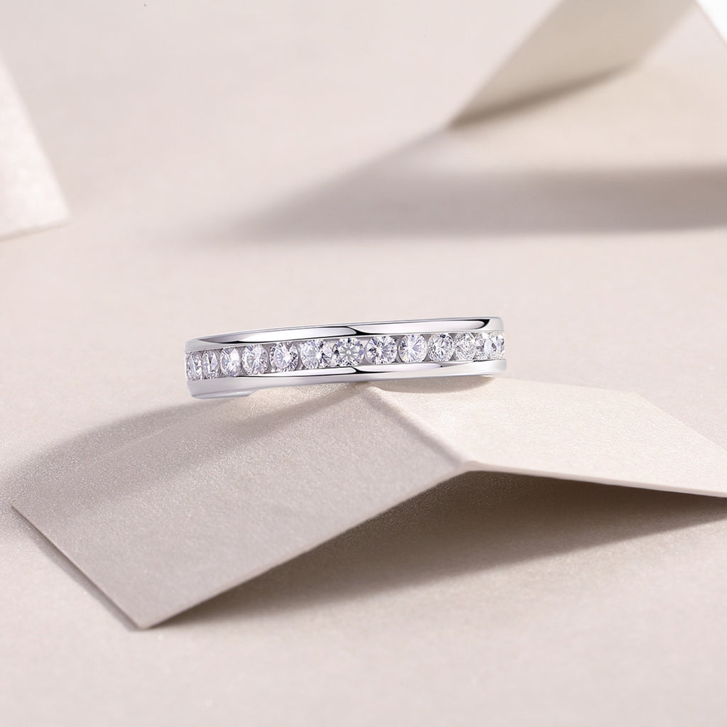 Circuit Moissanite Eternity Band Ring in Sterling Silver