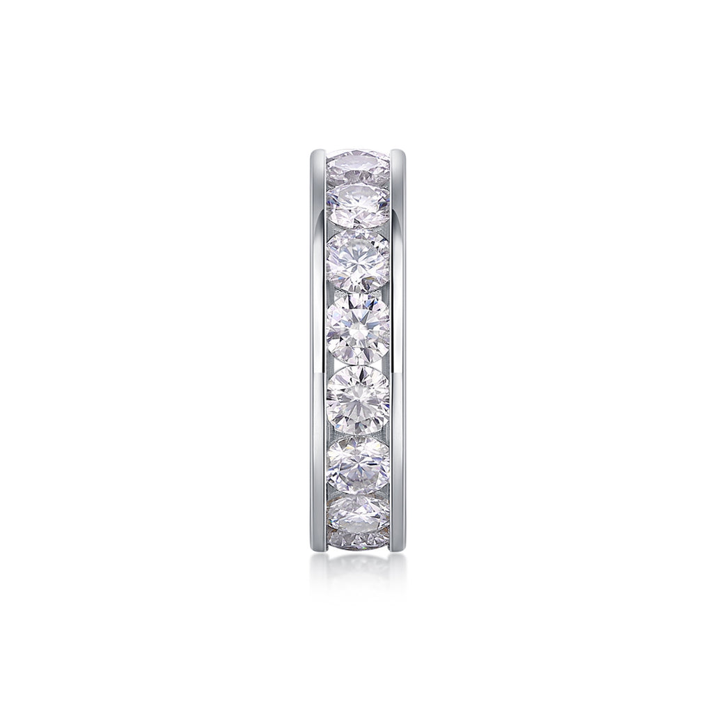 Channel Moissanite Eternity Band Ring in Sterling Silver