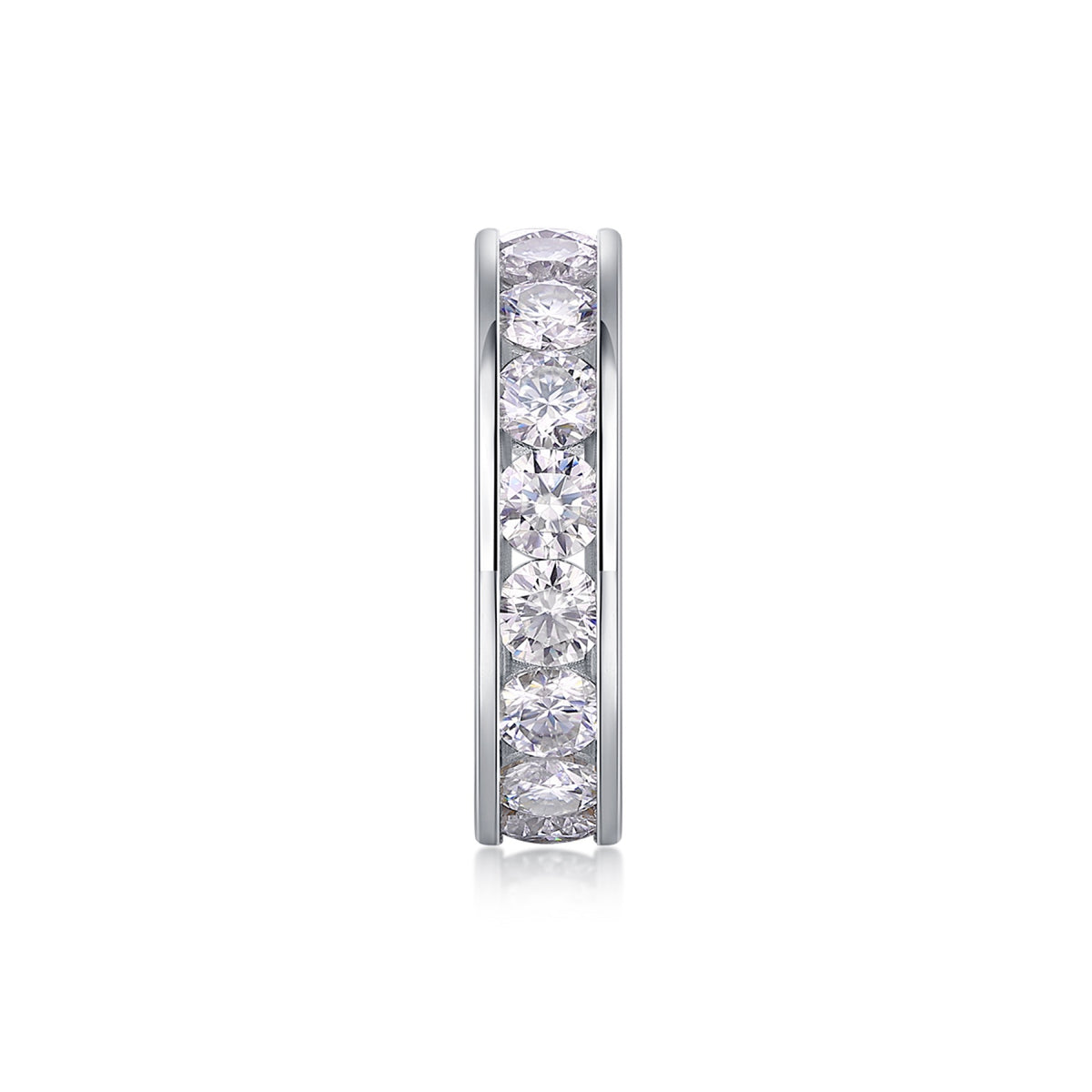 Channel Moissanite Eternity Band Ring in Sterling Silver